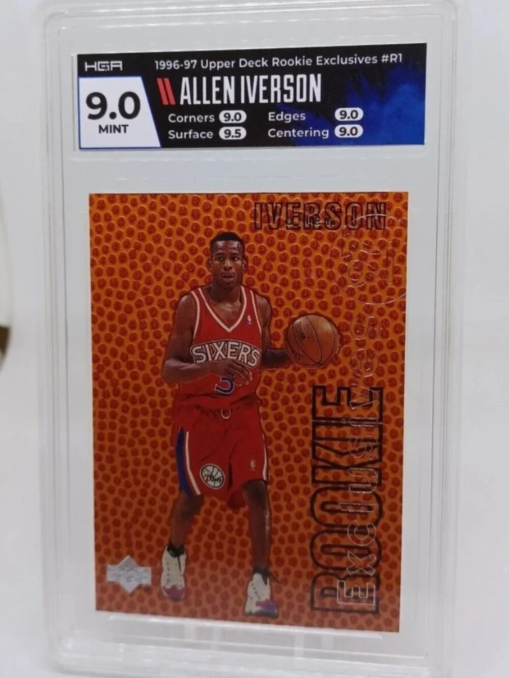 1996-97 Upper Deck Allen Iverson RC Rookie Exclusives #R1 HGA 9